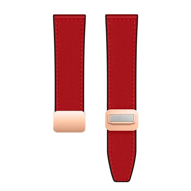 20/22mm Silicone+Leather Strap For Xiaomi Watch S5-4-3-2 Magnetic Buckle Watchband Amazfit Balance 3 2 1/Bip 6 5 Max/Helio Belt view 2