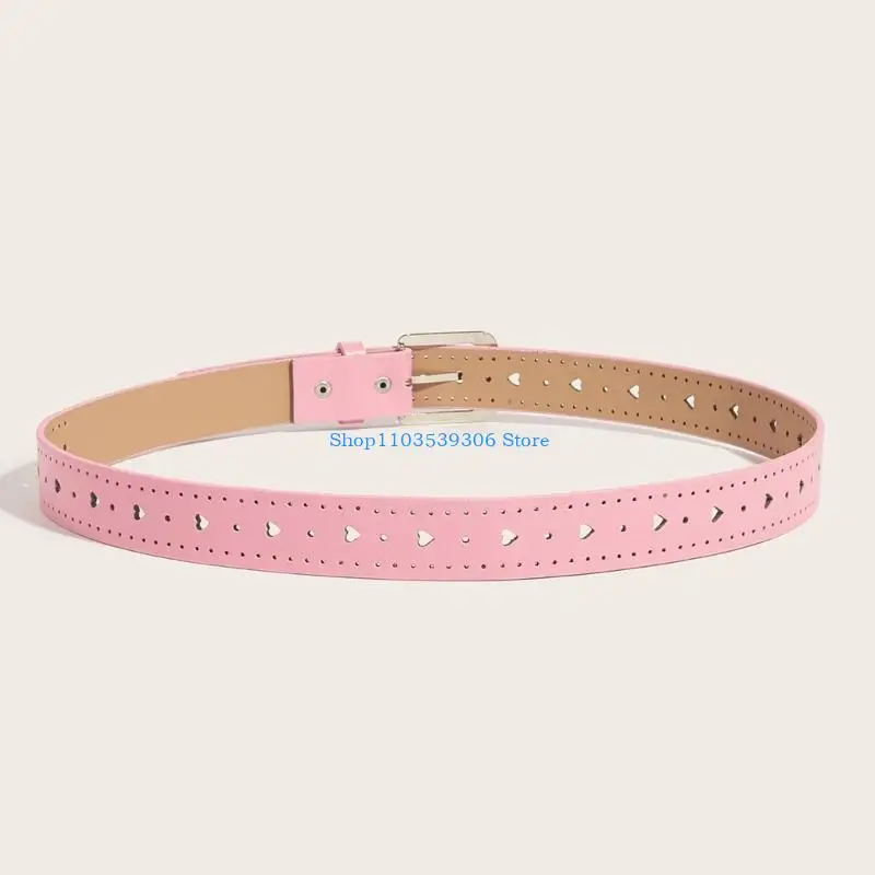 

400A Simple Adult Waist Belt with Diamond Pin Buckle Adjustable Waistband PU Waist Belts for Rock Fan Wear Resistant