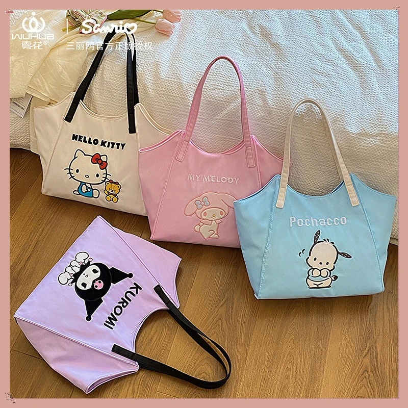 

New Sanrio Authentic Authorized Pacha Dog Cute Underarm Bag Kuromi Ultra Light Shopping Bag Work Commuting Tote Bag Women Gift