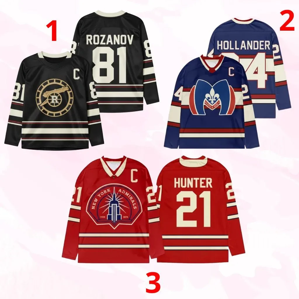 

2026 Support Custom Heated Rivalry Hockey Jersey Long Sleeves Tee Men's Women's Rozanov HOLLANDER T-shirt Unisex Tops Pullovers