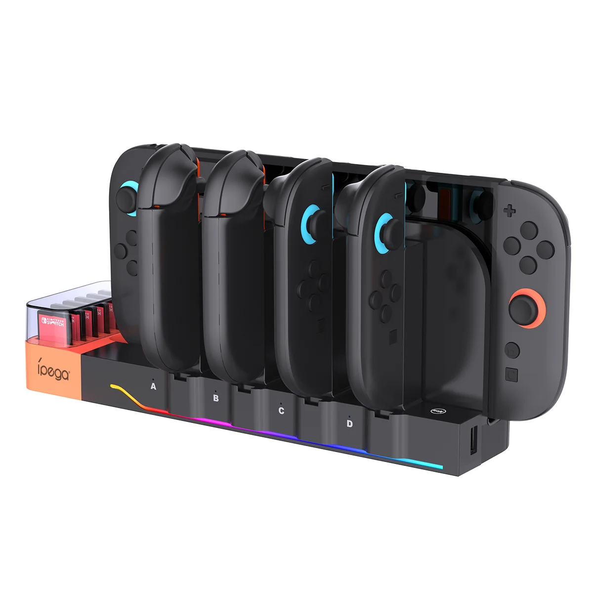 قاعدة شحن PG-SW2061 للتبديل 2 قاعدة أصلية - NS 1/2 Joy-Con (8 فتحات)، RGB، تصميم بايثون، 6 فتحات للعبة