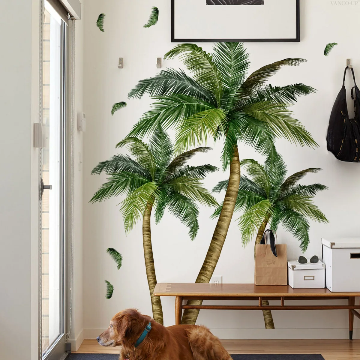 1PC Coconut Tree Wall Stickers, Bedroom Background Decoration, Wall Stickers, Beautification, Self-adhesive Stickers