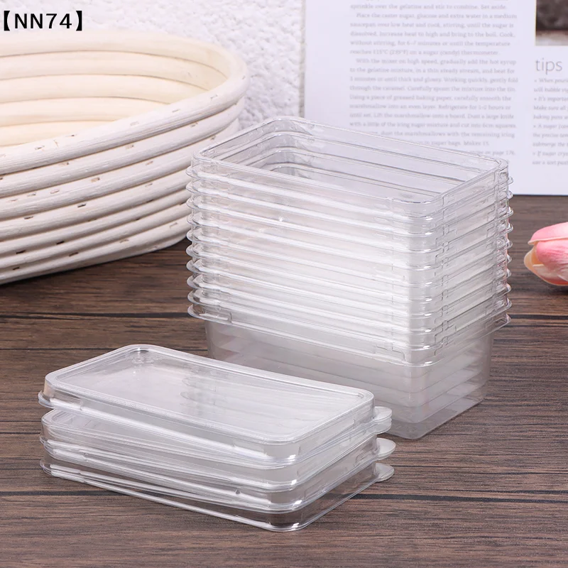 10Pcs Transparent Dessert Box With Lids Plastic Hinged Takeout Containers Food Packaging Boxes For Cakes Cookies Salad Food[J]