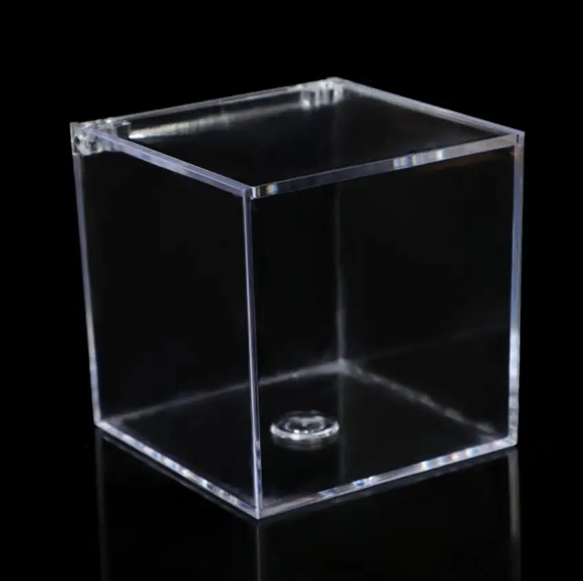 Clear Acrylic Box with Lid Container Gift Wrap Candy Tiny Jewelry Hard Plastic Square Cube Storage Party Decor 8cm 10cm 25pcs