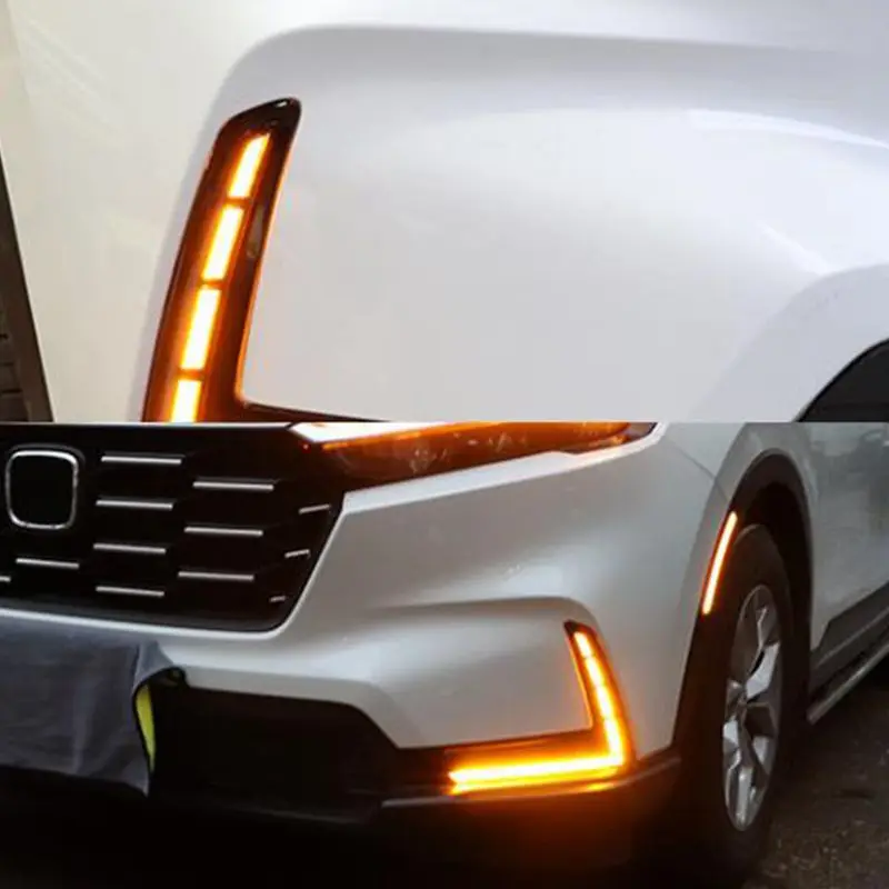 1 Set Car LED Daytime Running Light For Honda CR-V CRV 2023 2024 With Dynamic Turn Signal DRL Daylights Fog Lamp Cover