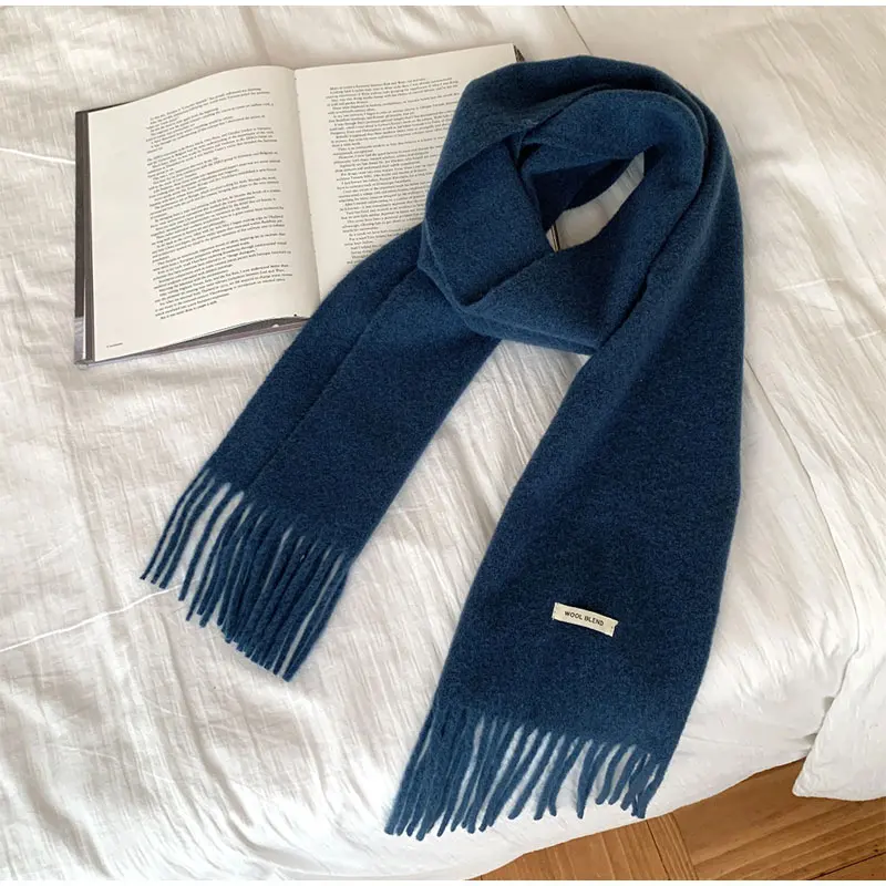 2026 New Solid Color Alpaca Wool Blended Scarf For Women Man Winter Thick Warm Cashmere Scarves Versatile Shawl Female 8 Colors