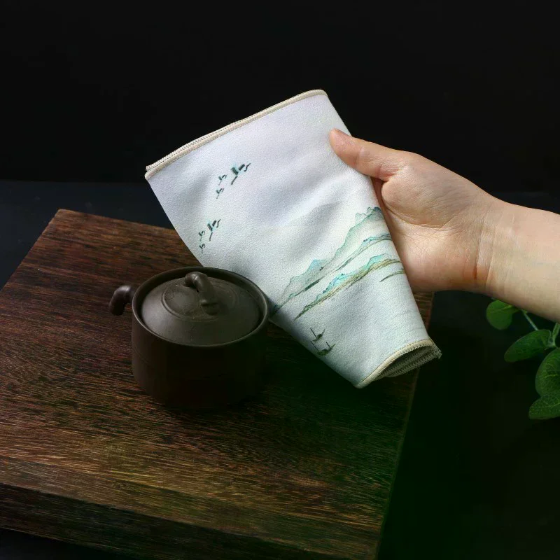 Thickened Absorbent Tea Towel Professional Cleaning Rag Tea Cup Mat Accessory Set