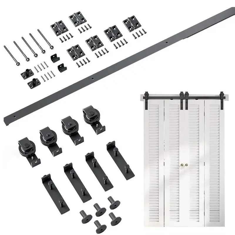 

Barn Door Hardware 60 Inches Black Bifold Sliding Door Track Heavy Duty Farm Door Hardware Sliding Barn Door Hardware for 4