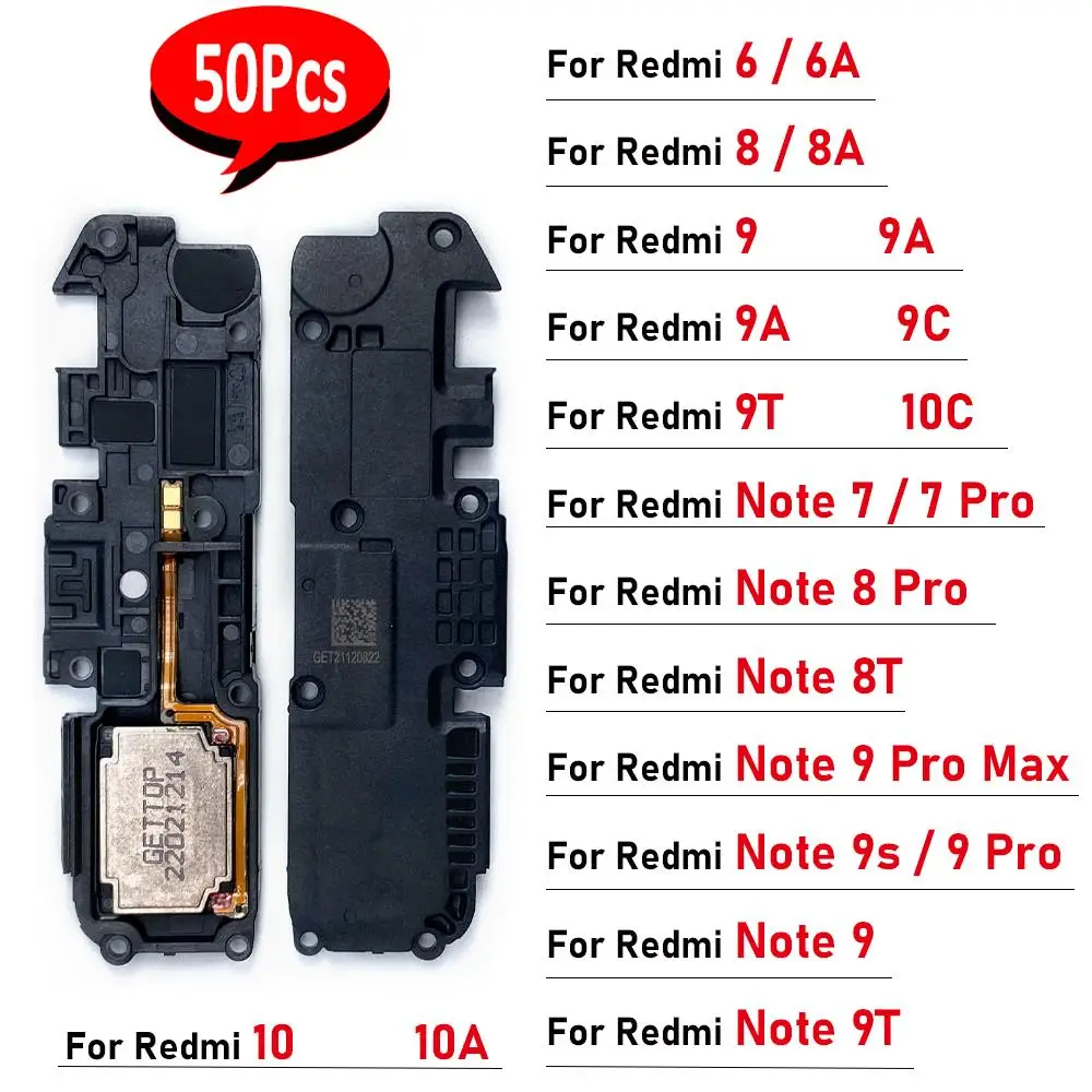 

50Pcs，Buzzer Ringer Loud Speaker Sound Loudspeaker Flex Cable Ribbon For Xiaomi Redmi 6 6A 10A 10C 10 9T 9A 9C Note 7 8 8T 9 Pro