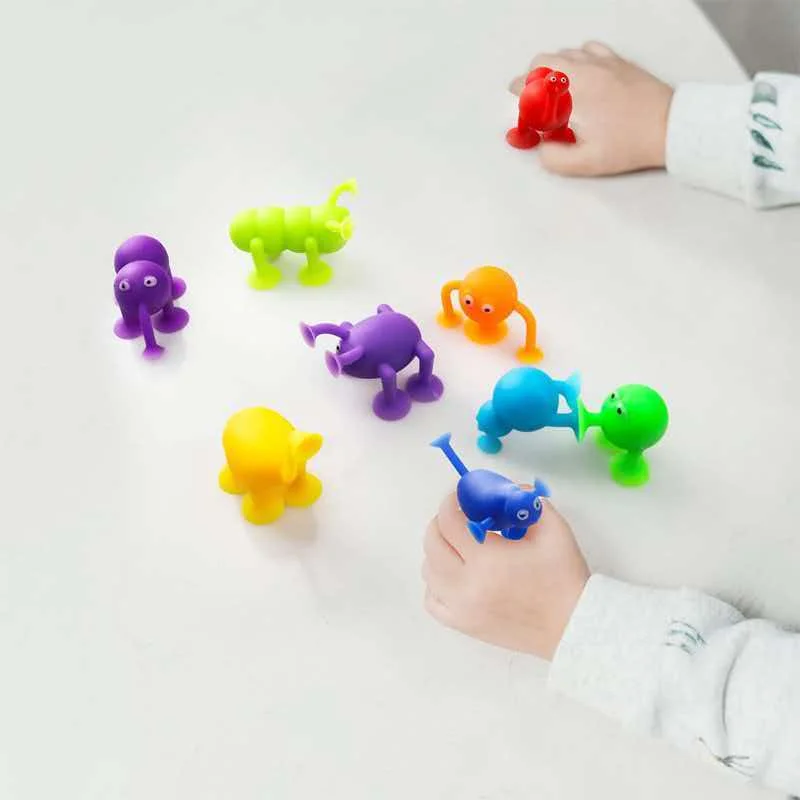9PCS Animal Sensory Fidget Suction Cup Toy For Airplane Car Windows Travel Road Trip Party Favors Prize Toys Interesting Gifts view 5