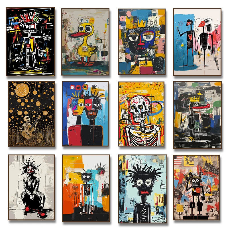 Abstrakte Figurenporträts Krokodilkönig Schädel Graffiti-Kunst Poster Leinwanddruck für Wohnzimmer Heimdekoration Cuadros