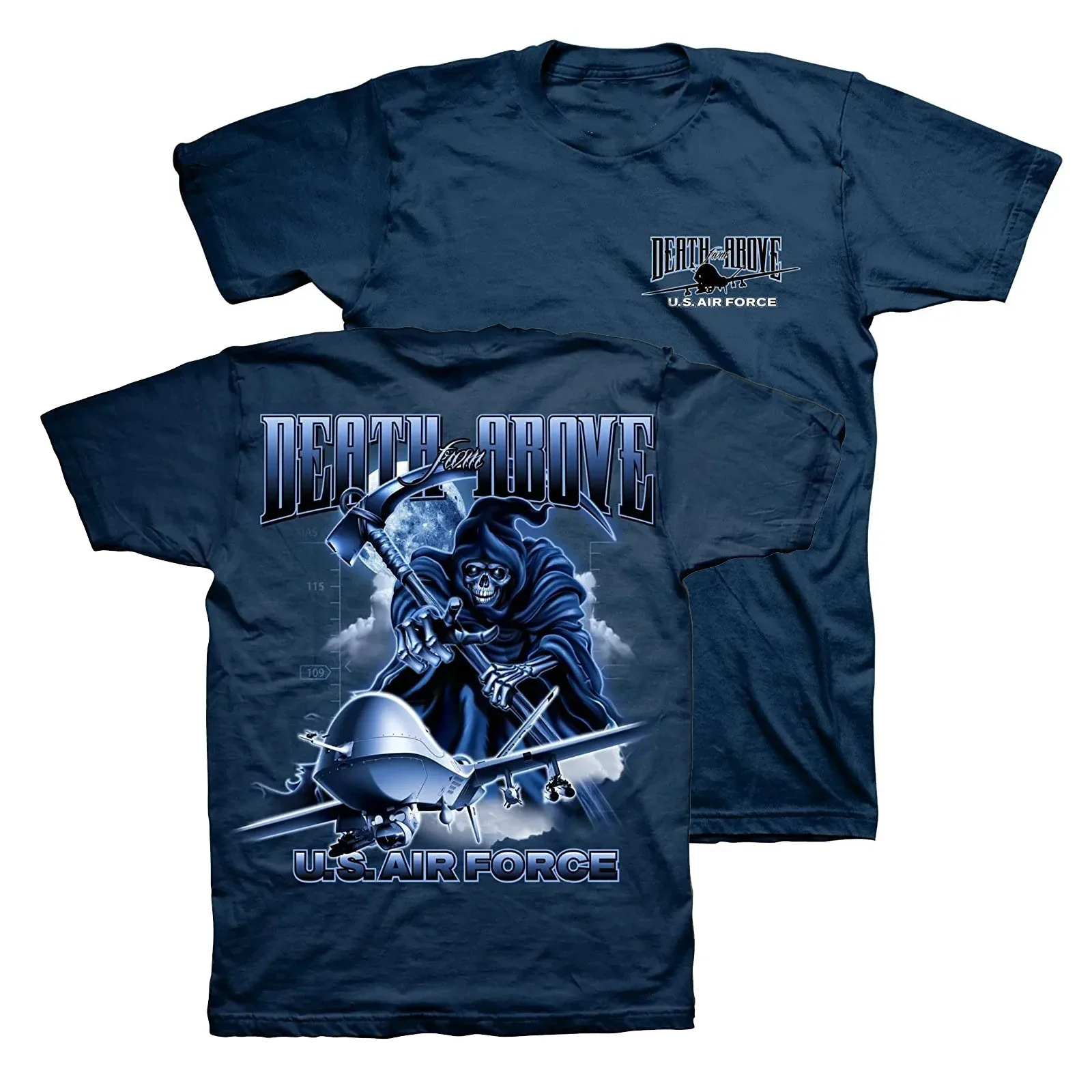 

Death From Above. US Air Force MQ-9 Reaper Drone T-Shirt 100% Cotton O-Neck Summer Short Sleeve Casual Mens T-shirt Size S-3XL