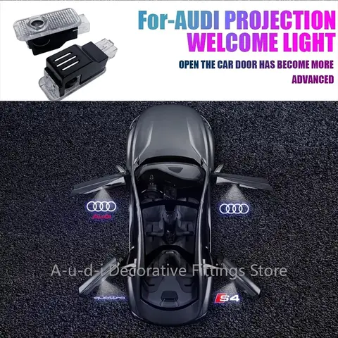 2CS/4PCS 자동차 LED 레이저 프로젝션 웰컴 램프는 아우디 콰트로 라인의 새로운 자동차 로고 A3 A6 A5 A4A7Q3Q5Q7 RS에 적합합니다.