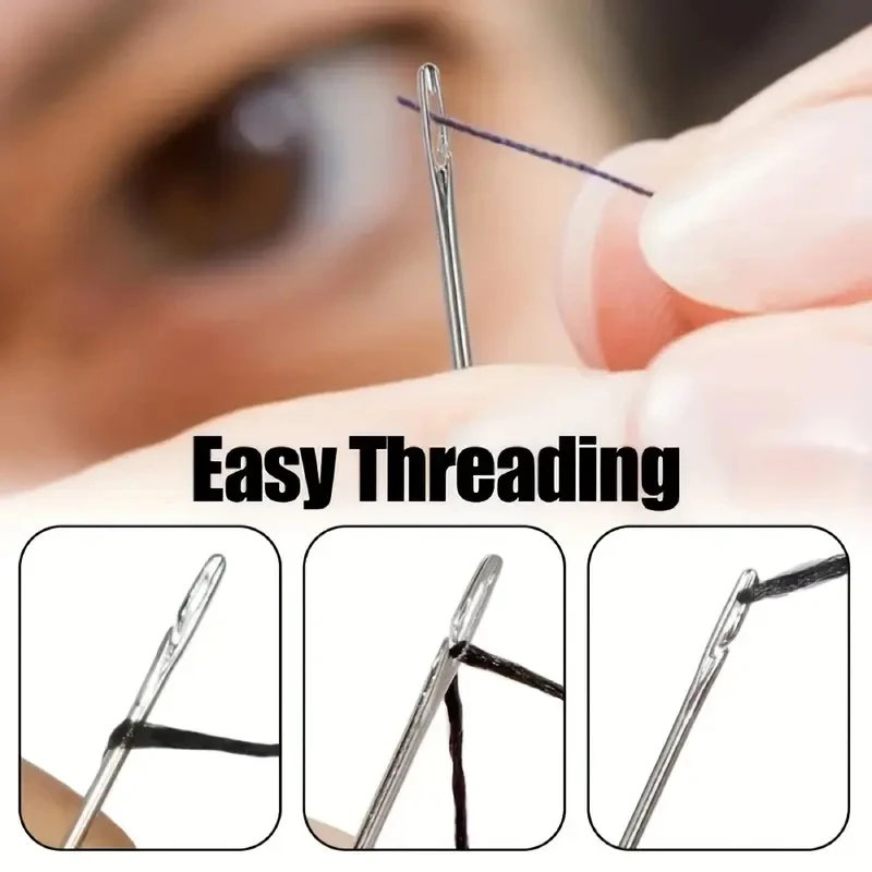 12/30PCS Blind Sewing Needle Quick Automatic Self-Threading Needle Stitching Pins Side Hole Blind for Knitting Mending DIY