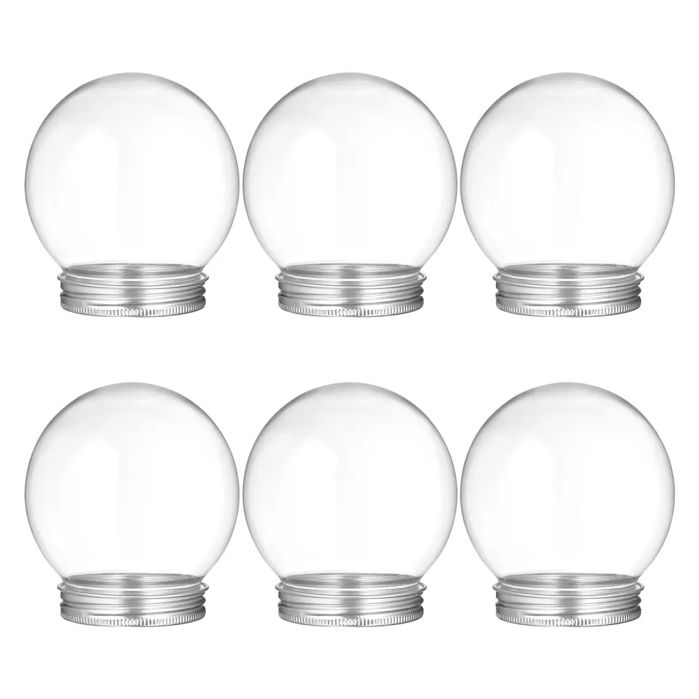 

6pcs Snow Globe Candy Bottle 270Ml Transparent Plastic Jar For Diy Water Globe Crafts Party Favors Candy Storage Decor