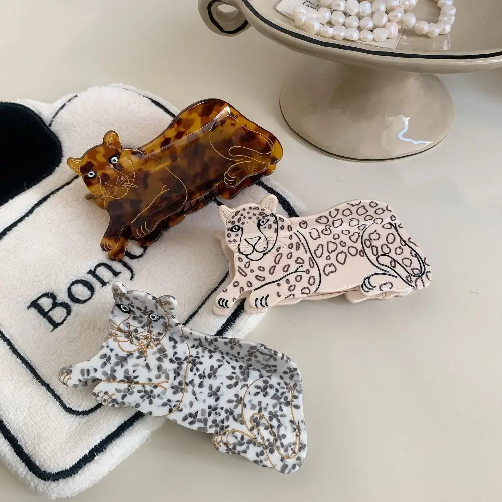 

Cute Acetic Acid Acetate Animal Hair Claw Tiger Y2k Cartoon Hair Clip Headdress Cheetah Shark Clip Daily