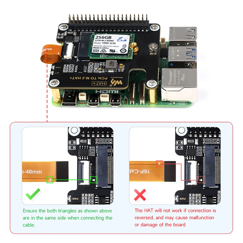 Raspberry Pi 5 PCIe para M.2 HAT GPIO Extension Board, Suporte NVMe Hard Disk Protocol