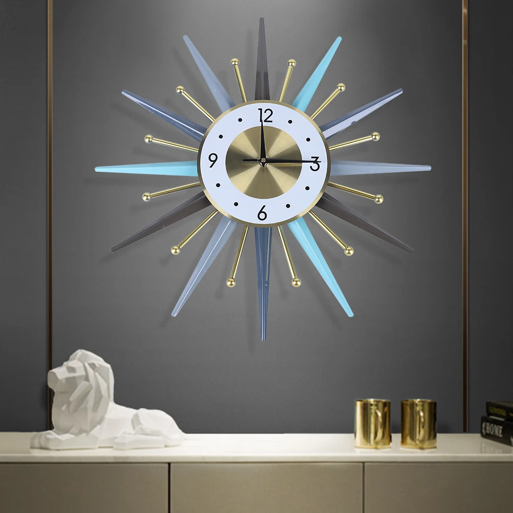 23 Inch Simple Nordic Vintage Style Mid Century Starburst Modern Wall Clock NEW