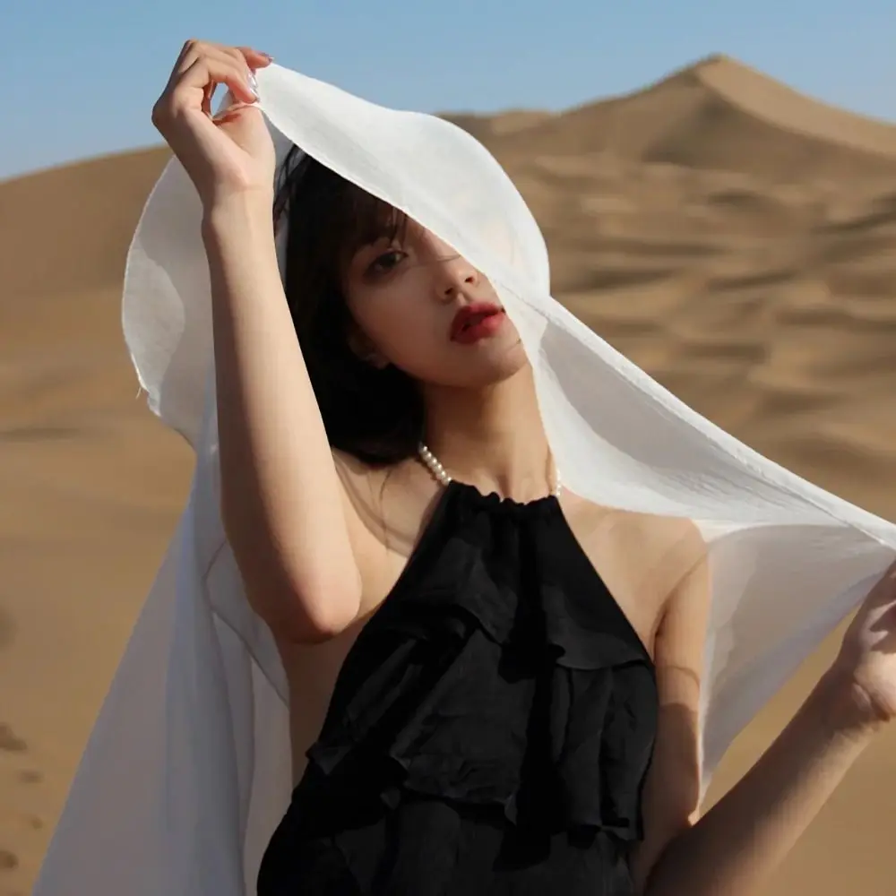 

Простой богемный шелковый шарф, шали, прозрачные сетчатые шарфы в корейском стиле, шейный платок, солнцезащитный крем, хиджаб, обертывания для фотографий
