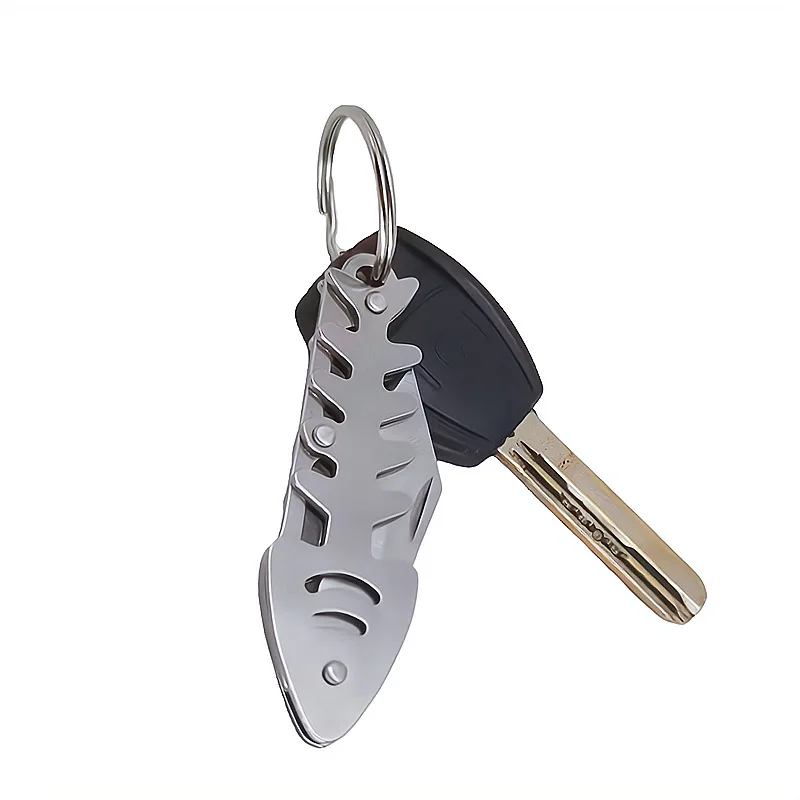 Mini Outdoor Folding Knife Creative Fish Bone Unboxing Portable Pocket Keychain Stainless Steel Tactical EDC Tool Cutter Pendant view 5