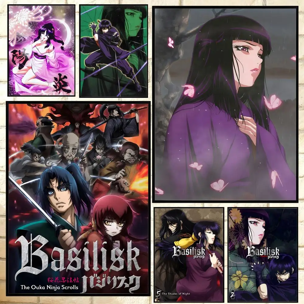 Beliebtes Anime-Basilisk-Poster, vielseitige HD-wasserdichte Wandkunst, selbstklebende Dekoration für jeden Raum, ideales Geschenk