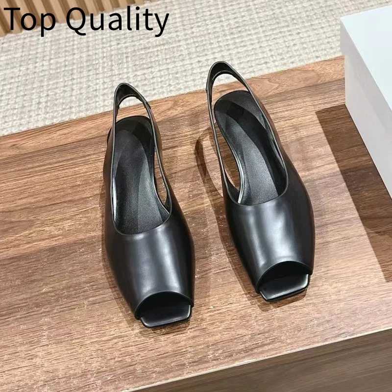 Women's Solid Color Fish Mouth Bare Heel Strap Design Women's Simple Professional Commuter Strap Follow Shoes Sandals