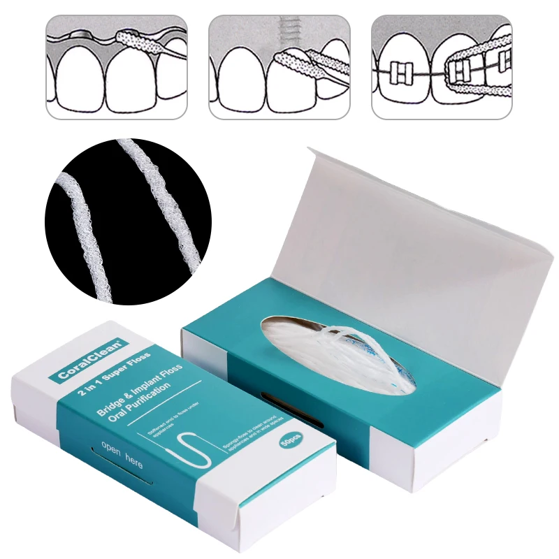 50Pcs/Box Dental Floss Toothpick Water Expanded Orthodontic Flosser Multifunctional Cleaning Wire Line Implants Braces Threaders