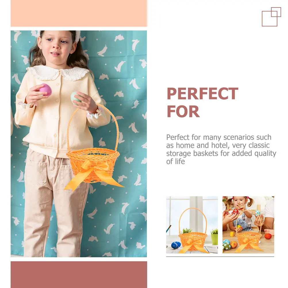 

5Pcs Woven Handled Flower Baskets Rustic Small Storage Basket for Home Wedding Decoration Woven Flower Basket