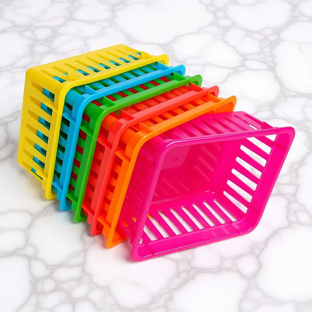 

6Pcs Colorful Plastic Desk Pencil Holders Classroom Storage Baskets Small Utility Bins for School Office Home Organization