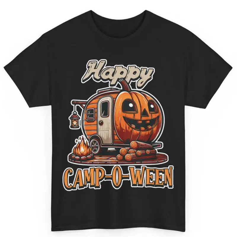 تي شيرت قطني للتخييم والهالوين Happy Camp O Ween #1