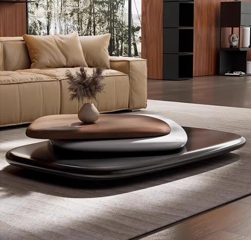Gainsville Furniture Italian Minimalist Design Living Room Mesa De Centro Creative Rotating Coffee Table