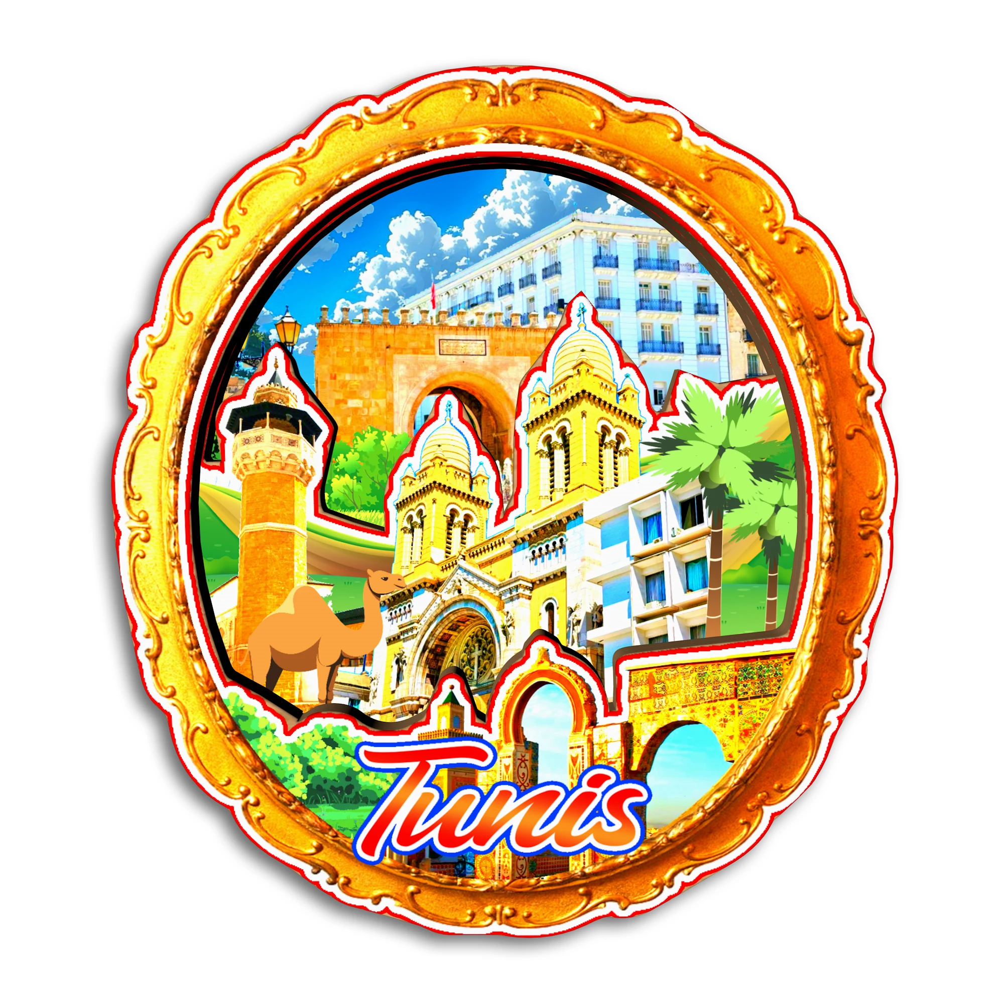 Imán de nevera de Túnez, Hammamet, Sousse, Monastir, Carthage, recuerdo de viaje, regalo hecho a mano, adhesivo decorativo para refrigerador, hogar