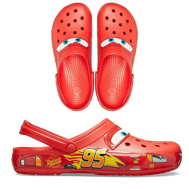 Summer Slippers Men Lightning Mcqueen Man Waterproof Outdoor Beach Slippers Holey Shoes Sandals Woman Eva Anime Car Flip Flops