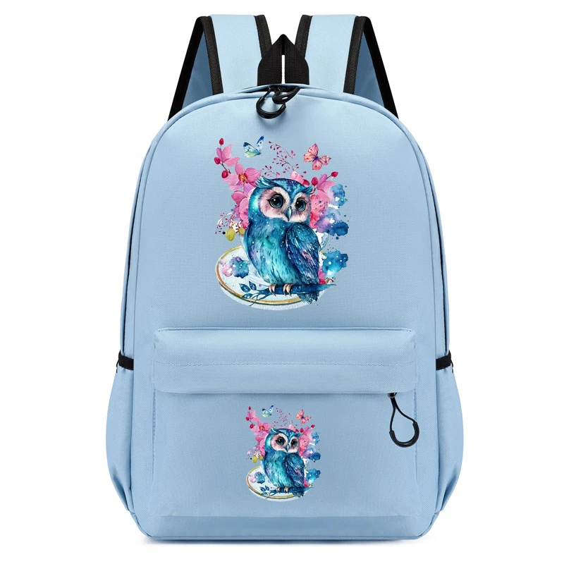 

Children Bagpack Watercolor Owl Flower Girl Backpack Kindergarten Schoolbag Kids Anime Cartoon Girl Bookbag Travel School Bags