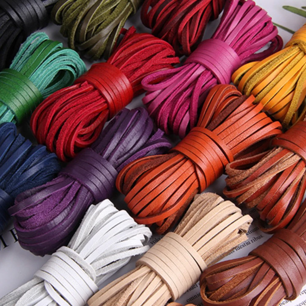 5 Meters Width 3mm Flat Genuine Leather Cord Leather Strip Leather Ribbon Accessories For Leather Bracelets Jewelry Making