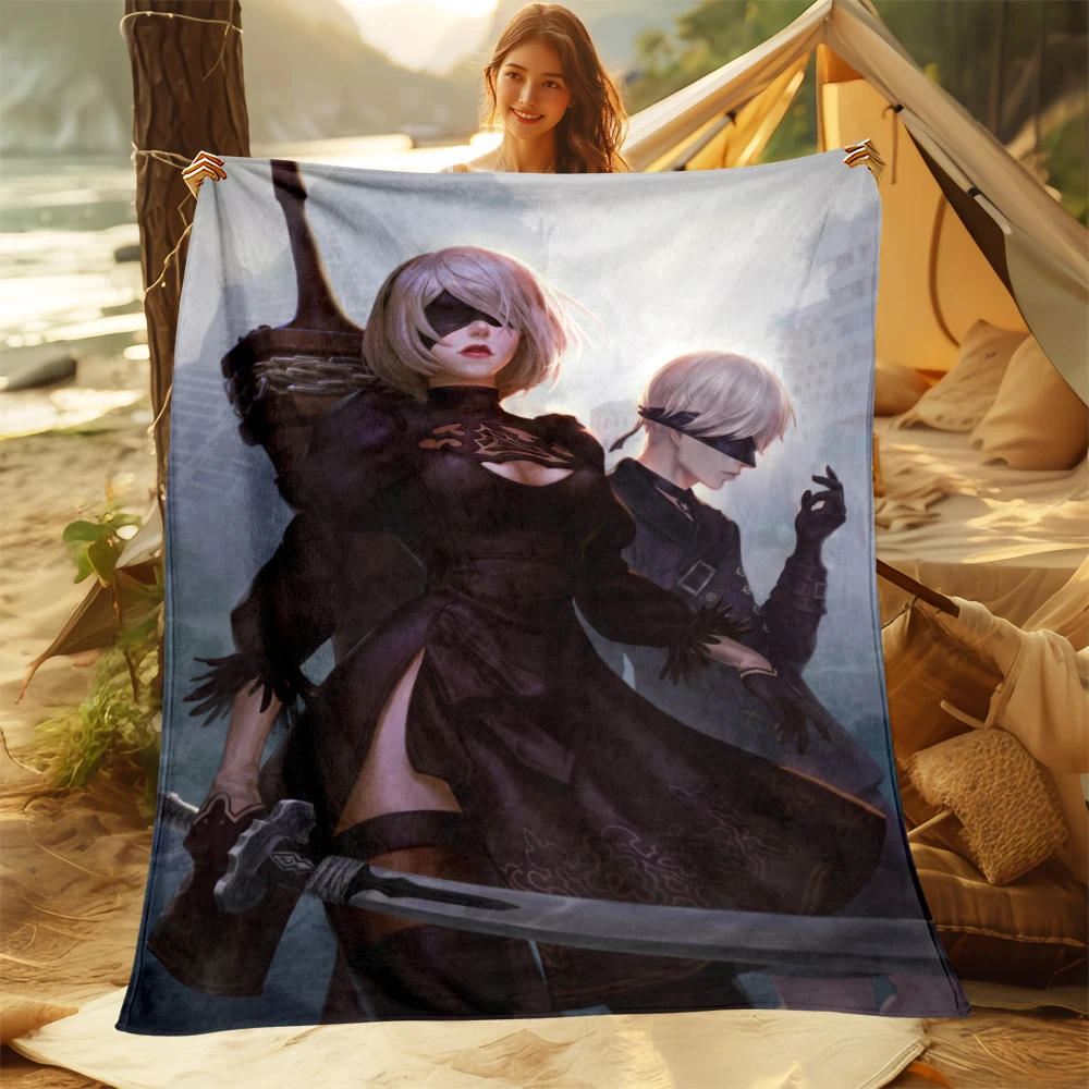 Anime Game NieR:Automata Printed Blankets. Oversized Sofa Bed Cover Soft and Hairy Blanket Soft Warm Flannel Throw Blankets Gift