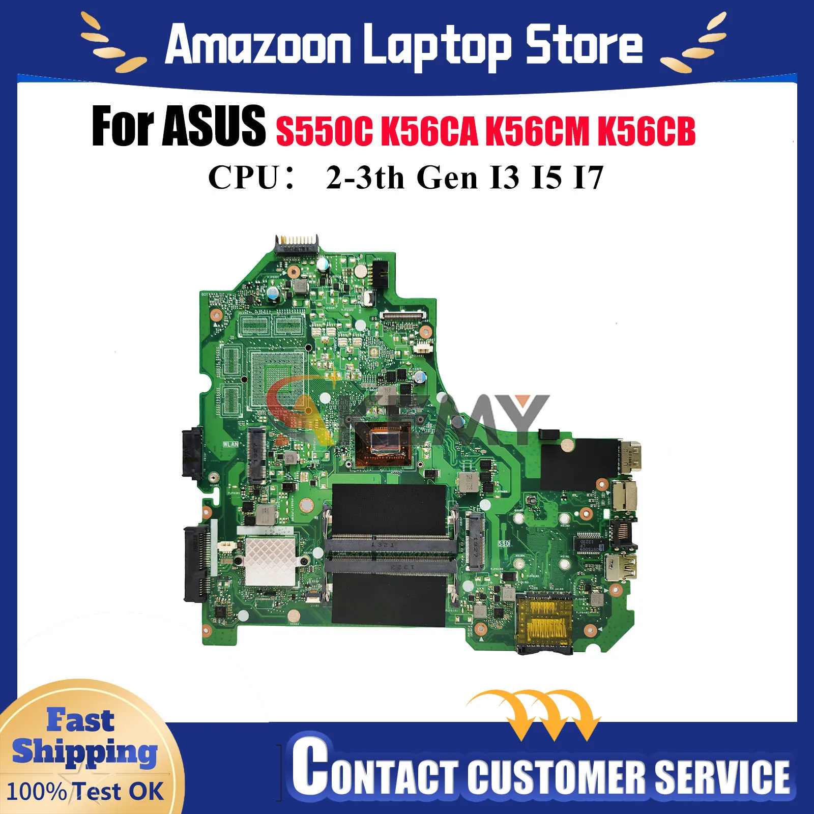 

K56CA Материнская плата для ноутбука ASUS S550C K56CB K56C K56CA K56CM Материнская плата для ноутбука с процессором I3 I5 I7 100% тестирование ОК быстрая доставка