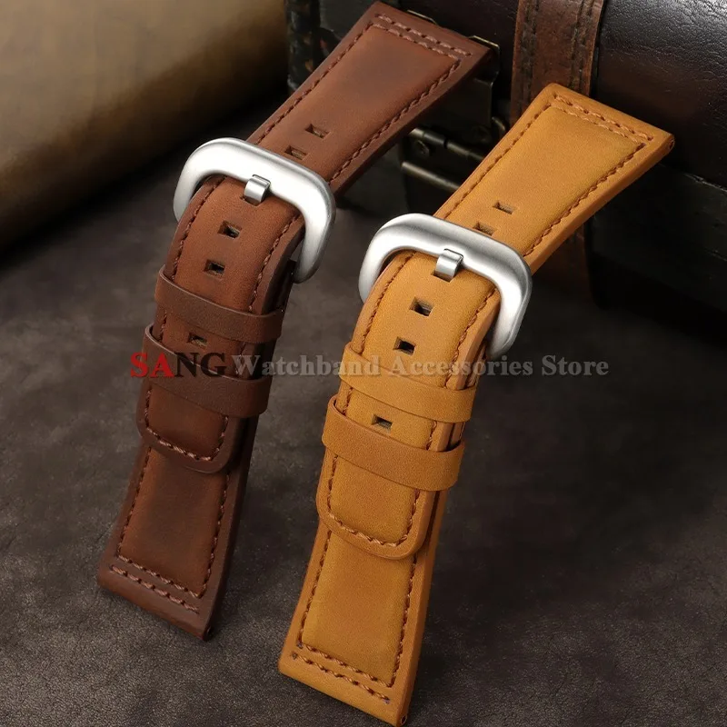 28mm Vintage Leather Watchband Calfskin Watches Bracelet Smartwatch Straps for Seiko for Rolex Universal Business Men Women belt
