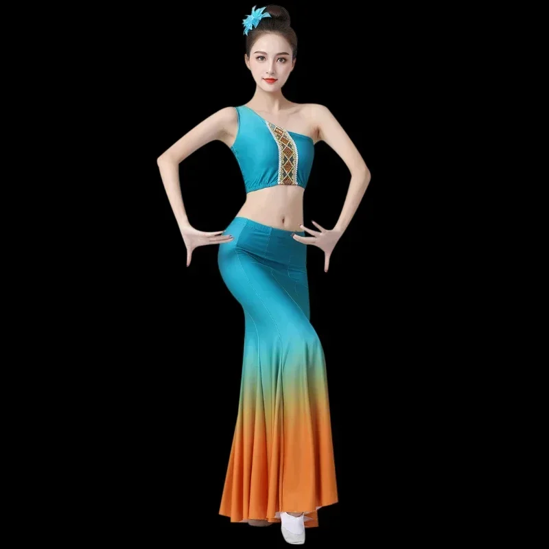 Stroje do tańca pawia Dai, tradycyjne ludowe stroje chińskich mniejszości etnicznych, strój na festiwal tańca pawia, występ sceniczny Hmong