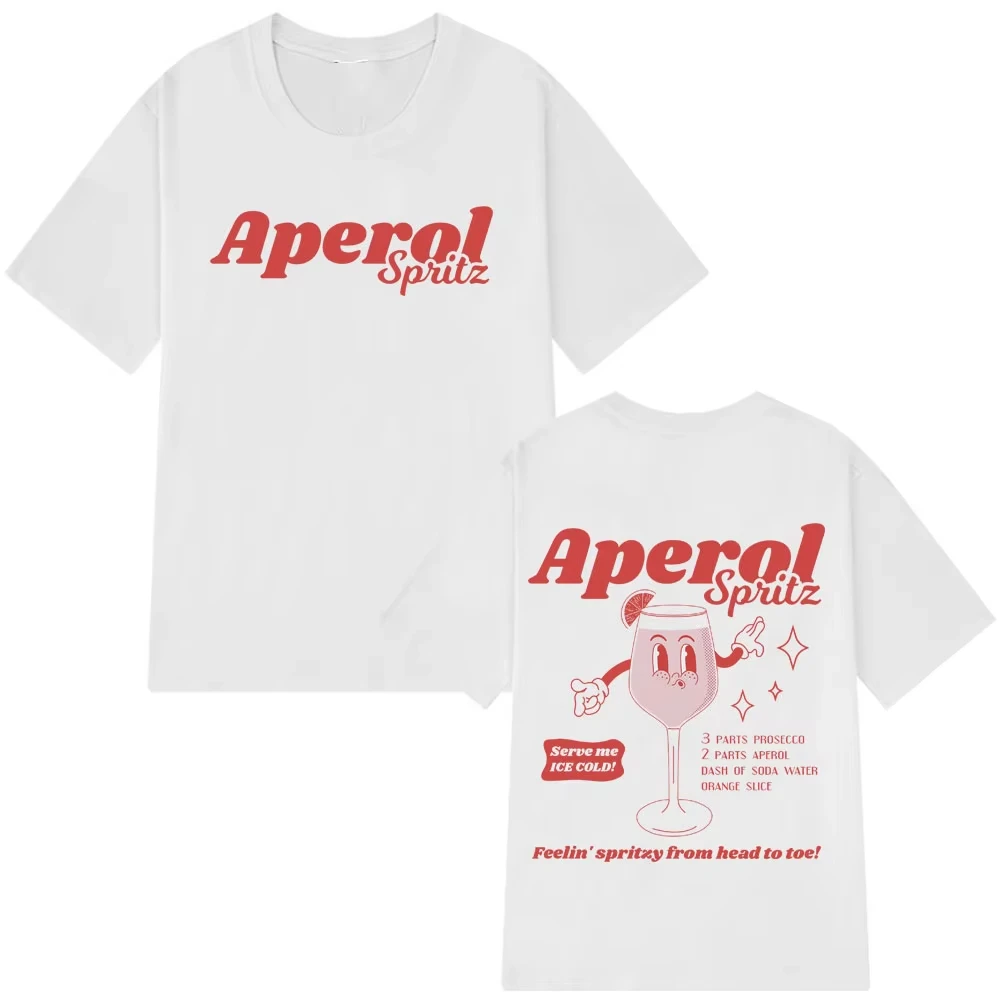 Camisetas divertidas con estampado de cóctel Aperol Spritz para hombre y mujer, camiseta informal de manga corta a la moda, camisetas de algodón Harajuku de gran tamaño para hombre