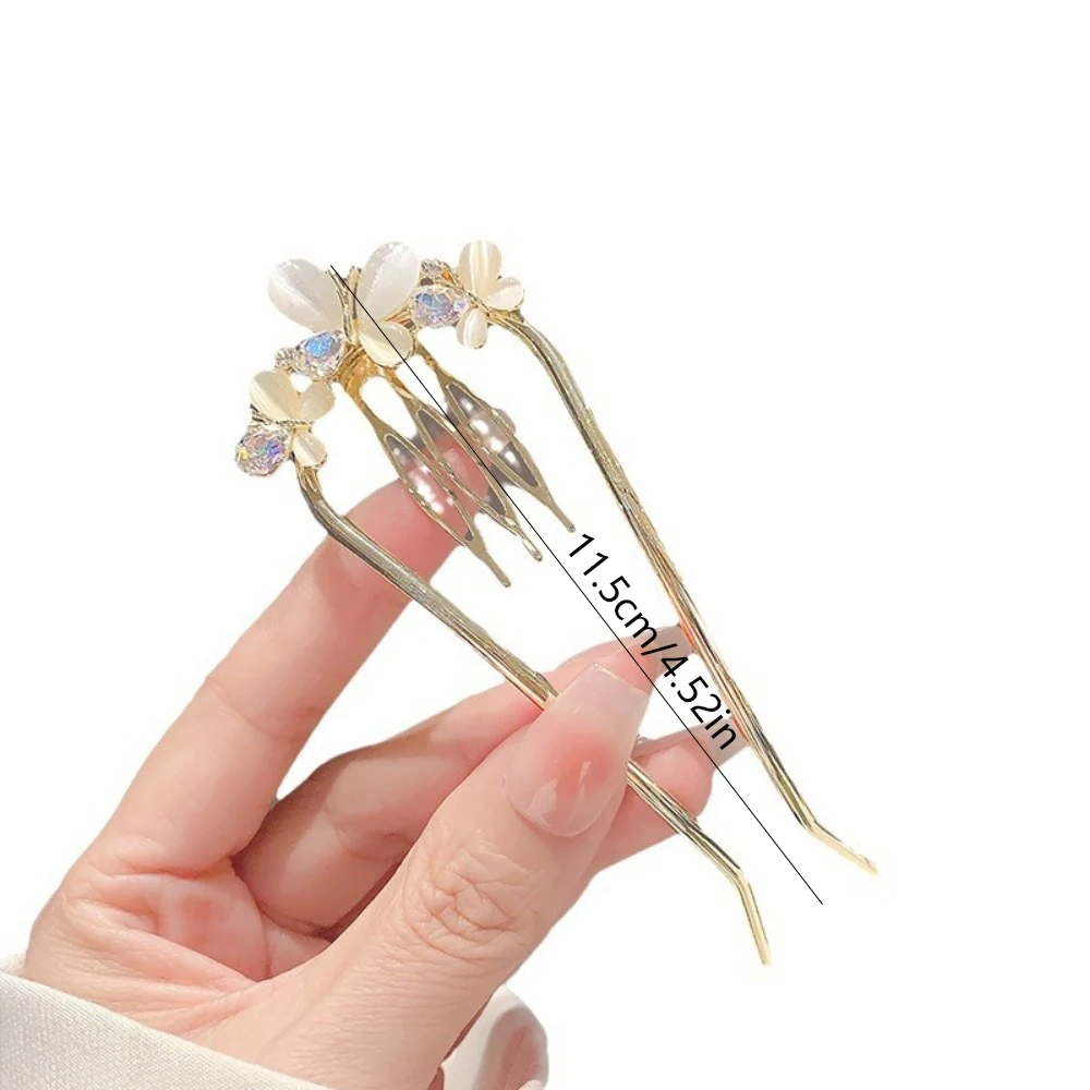 1pc Schmetterling U-Förmigen Haar Gabel Kämme Perle Haar Sticks Haar Clip Haarnadeln Frauen Mädchen Haar Zubehör Ornament Styling werkzeug – Detail 6
