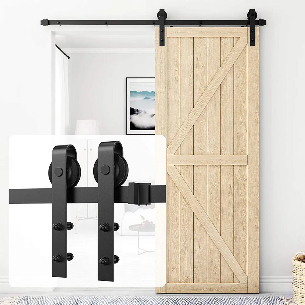 Deslizante Barn Porta Hardware Kit Mecanismo Antique Versão Atualizada Aço Carbono Fit 45 48 Portas do Interior do Painel 6.6ft