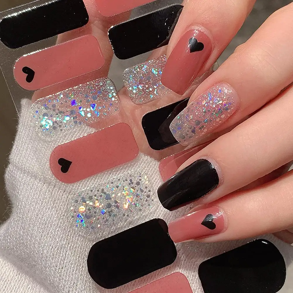 3D French Nail Care Sticker Waterproof Baking Free Gel Nail Sticker Full Nail Polish Film Omber Nail-cured Stickers