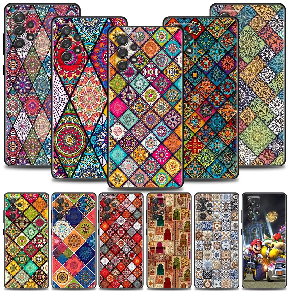 Case For Samsung Galaxy A90 A80 A73 A71 A70 A60 A53 A52 A51 A50 A42 A33 A32 A31 A30 4G 5G Case Retro Bohemian European Pattern