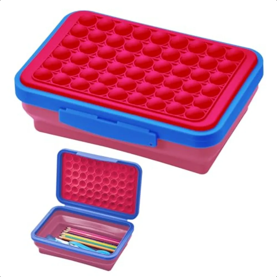 bostitch-拡張可能なペンシルボックス-ポップイットトップ付き-折りたたみ式ペンシルケース-クラフトや学校用-ピンクパープル