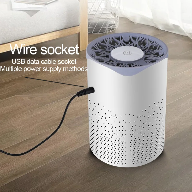 Portable Air Purifier for Home, Desk, Removes Dust, Smoke, Formaldehyde, USB Charge, Low Noise, 2500RPM Fan Speed