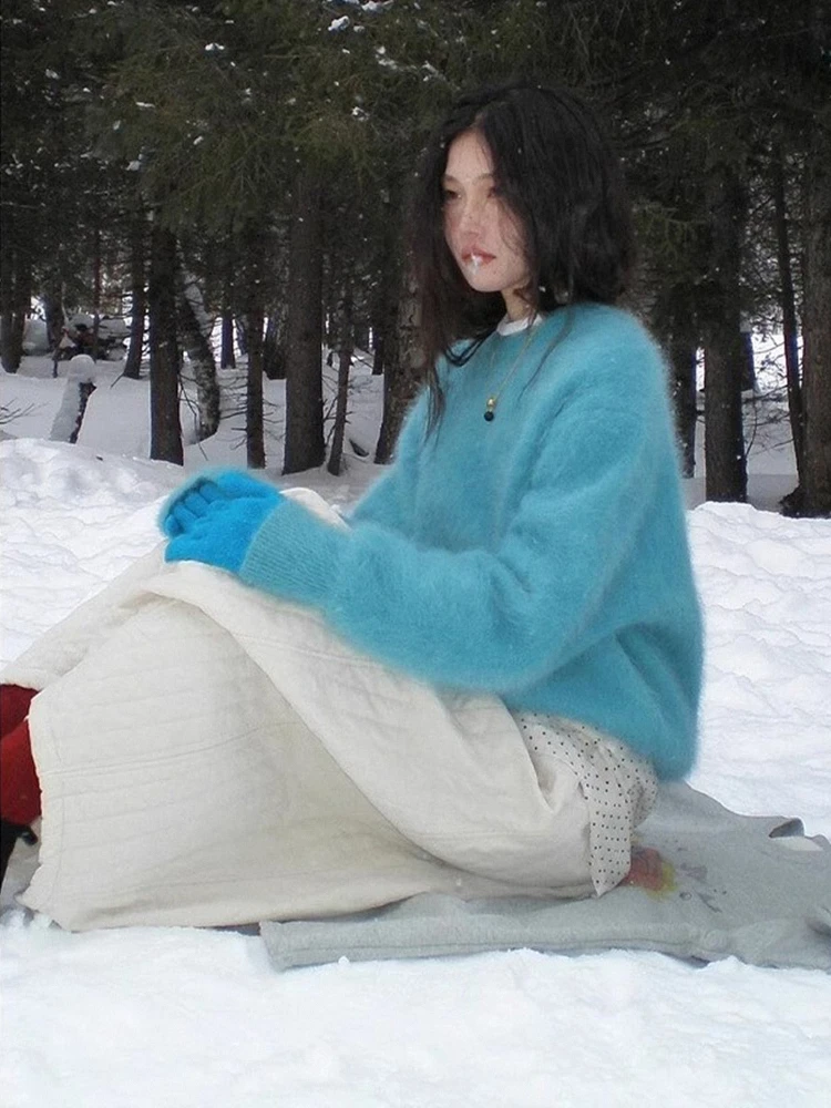 Koreaanse Sle Soft Long Sve ronde Ne Sweater dames losse luie gebreide top haar wol herfst winter warm Faion