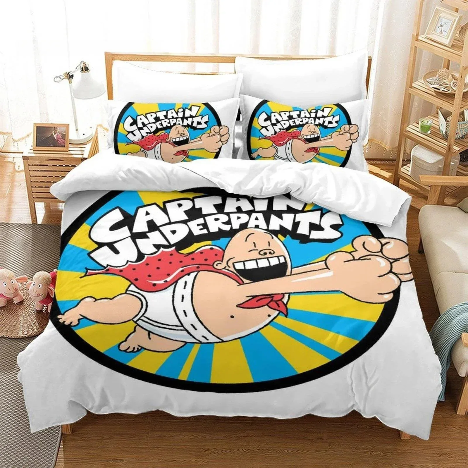 3D Print Captain Underpants Bedding Set Single Twin Full Queen King Size Bed Set Aldult Kid Bedroom Duvetcover Set 3D Anime Bed