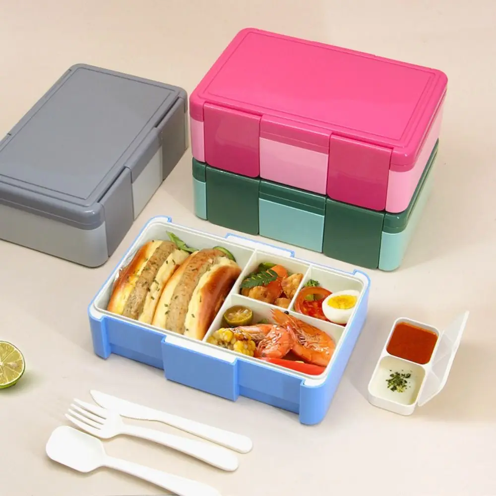 Sealed 1450ml Children's Lunch Box Insulated Colorful Student Food Containers Square BPA Free Outdoor Picnic Box Utensils