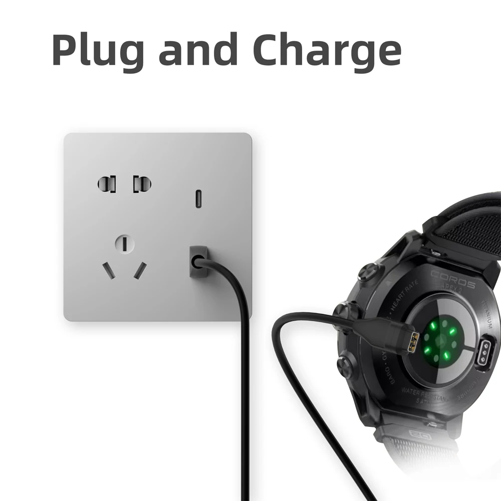 USB Type C Watch Charger for Coros Pace 2/Pace 3 Vertix/Vertix2 Smart Charging Cable Adapter for Coros Apex/Apex Pro/Apex 42mm